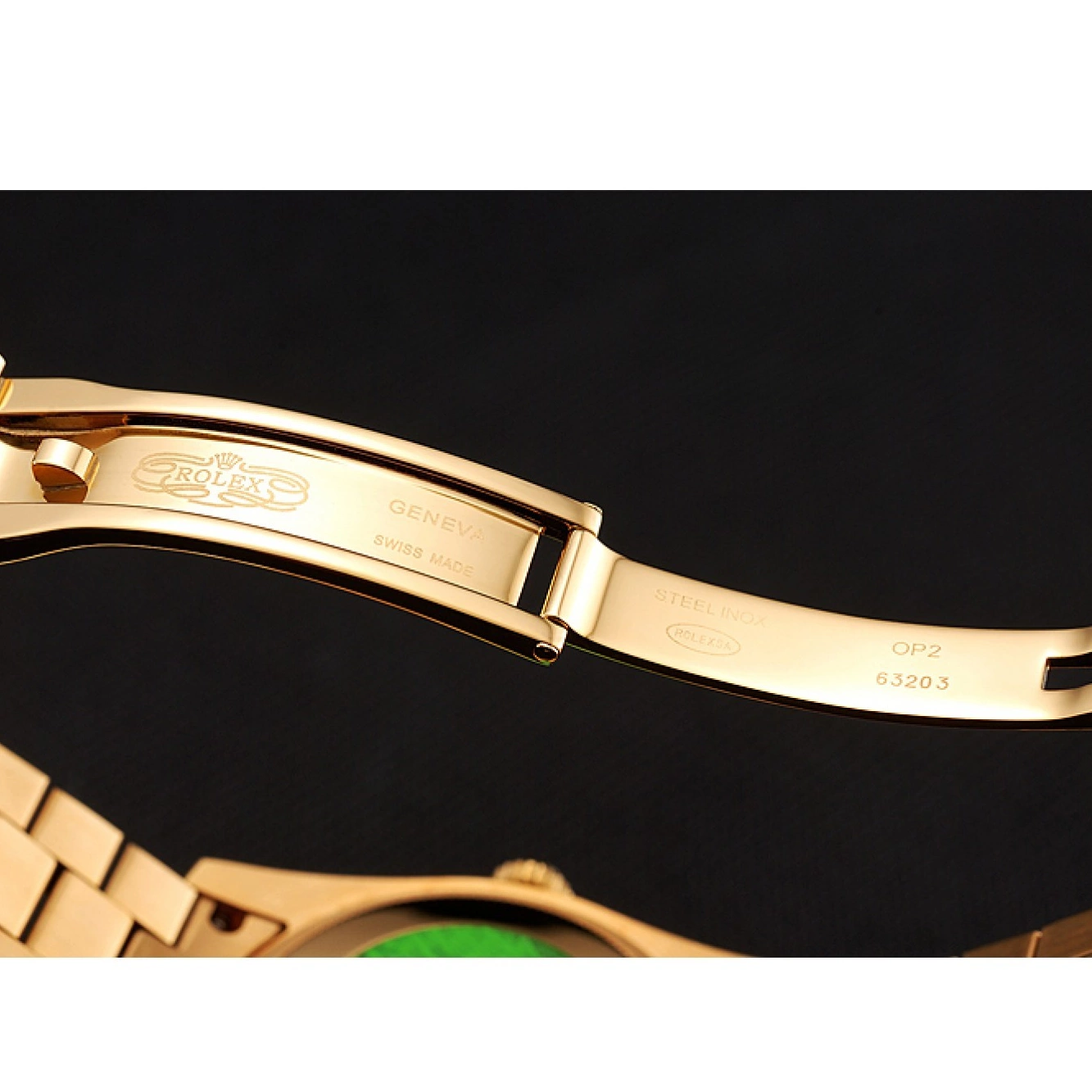 Aaa replica White Swiss 1453958 Diamond Gold Dial Bracelet Pave Day-Date Diamond Rolex 0825